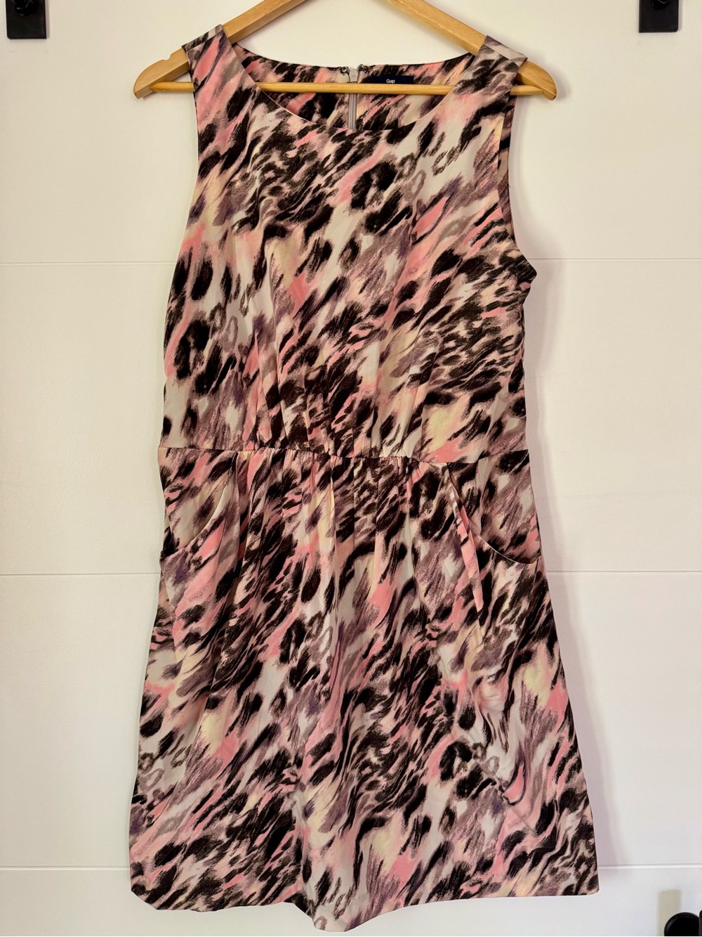 GAP Pink, Black & Cream Abstract Animal Print Dress